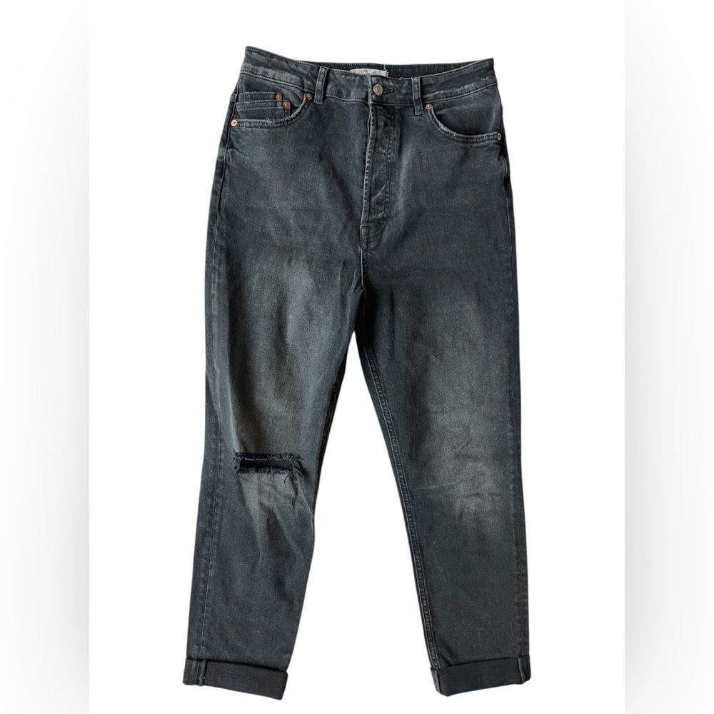 Free People We The Free Black Button Fly Zuri Mom Jeans Womens 31